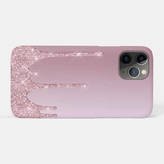 Elegant stijlvol roze roze roze goudglitterdruppel Case-Mate iPhone case (Achterkant (horizontaal))