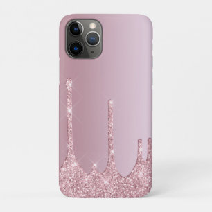 Elegant stijlvol roze roze roze goudglitterdruppel iPhone 11 pro hoesje