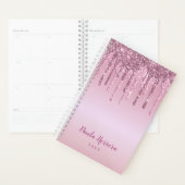 Elegant stijlvol roze roze roze goudglitterdruppel planner (Display)