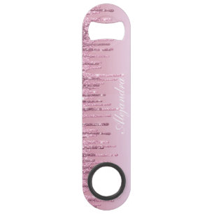 Elegant stijlvol roze roze roze goudglitterdruppel speed flessenopener