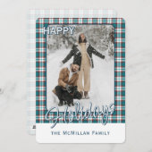 Elegant stijlvol rustiek speelpatroon feestdagenkaart (Voorkant / Achterkant)