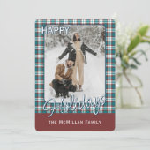 Elegant stijlvol rustiek speelpatroon feestdagenkaart (Staand voorkant)