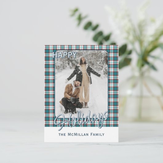 Elegant stijlvol rustiek speelpatroon feestdagenkaart (Staand voorkant)