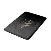 Elegant stijlvol Script Name Gold Black Monogram Badmat (Gekanteld)