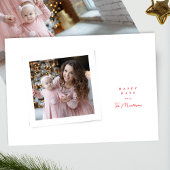 Elegant stijlvol script Rood Wit Happy Days Foto Feestdagenkaart