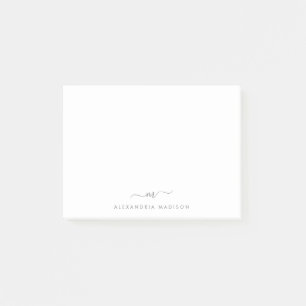 Elegant Stijlvol Script Zilvergrijs Monogram Kanto Post-it® Notes