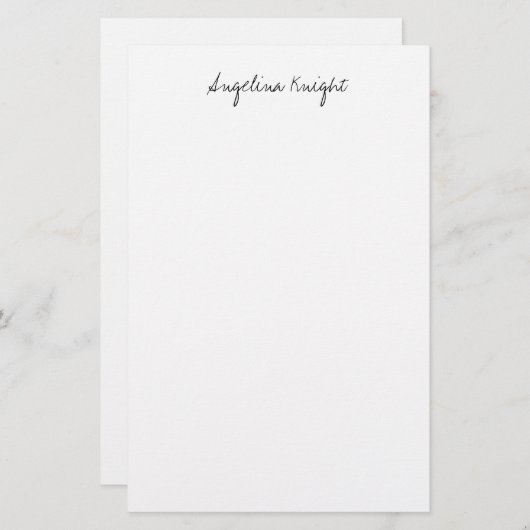 Elegant Stijlvol Trendsettend Uniek Handschrift Sc Briefpapier (Voorkant / Achterkant)