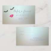 Elegant, Stijlvol, Wimpers, Lippen Referralkaart Aanbevelingskaartje (Voorkant / Achterkant)
