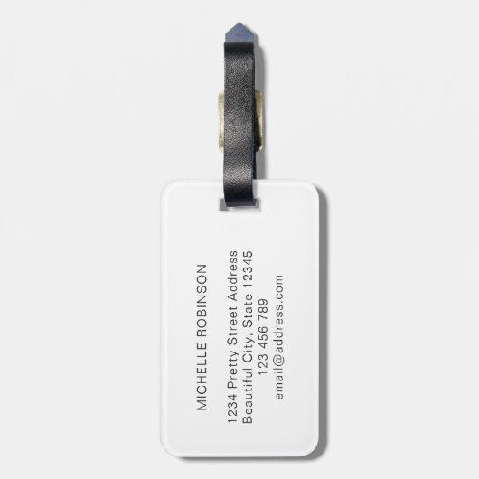 Elegant Stijlvol Wit Grijs Monogram Initiaal Scrip Bagagelabel (Achterkant verticaal)