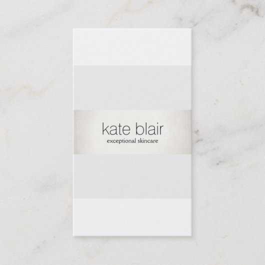 Elegant Stijlvol Witte Modern FAUX Silver Striped Visitekaartje (Voorkant)