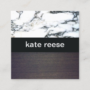 Elegant stijlvol zwart en wit hout vierkante visitekaartje