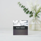 Elegant stijlvol zwart en wit hout vierkante visitekaartje (Staand voorkant)