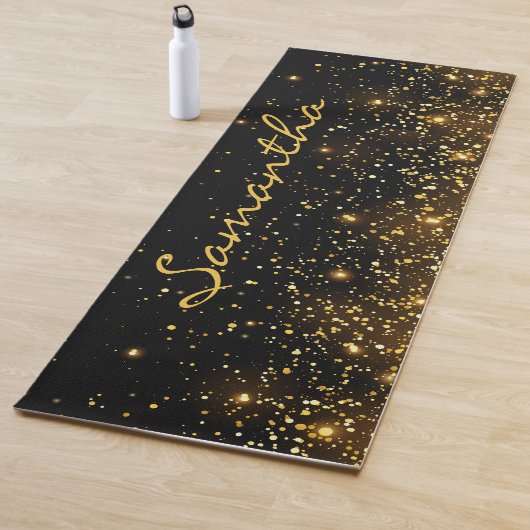 Elegant Stijlvol zwart glitter monogram Yogamat (In situ)
