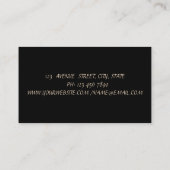 Elegant stijlvol, zwart, gouden Confetti Visitekaartje (Achterkant)