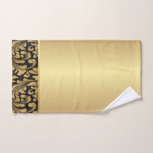 Elegant Stijlvol Zwart Oud Goud Swirls Bad Handdoek (Handdoek)