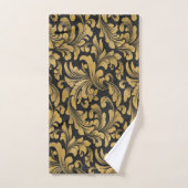 Elegant Stijlvol Zwart Oud Goud Swirls Bad Handdoek (Handdoek)