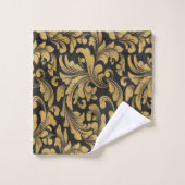 Elegant Stijlvol Zwart Oud Goud Swirls Bad Handdoek (Wasdoekje)