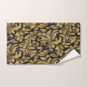 Elegant Stijlvol Zwart Oud Goud Swirls Bad Handdoek (Handdoek)