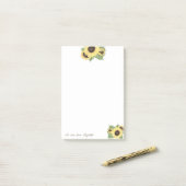 Elegant stijlvolle zonnebloemen post-it® notes (Op bureau)