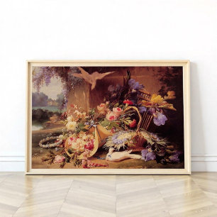 Elegant still Life with Flowers by Eugene Bidau Poster
