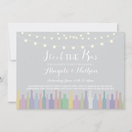 Elégant Stock Le Bar Fiançailles Invitation (Devant)