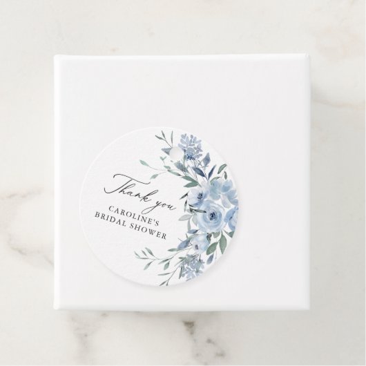 Elegant Stof Blauw Bloem Stijl Bruiloft Feest Bedankjes Labels (In situ)