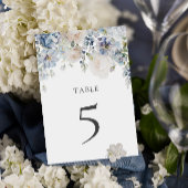 Elegant Stof Blauw Bloemendecor Tafelnummer Bruilo