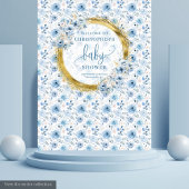Elegant Stof Blauw Gouden Baby Shower Tapijt Wandkleed