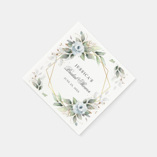 Elegant Stof Blauw Groen Bruidsfeest Papier Servet (Hoek)