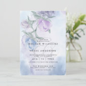 Elegant Stof Blauw Waterverf Bloem Kaart (Staand voorkant)