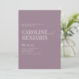 Elegant Stof Paars Huwelijk Formeel Script Serif Kaart