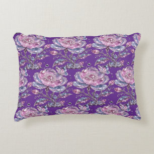 Elegant Stof Roze Botanisch Patroon Design Accent Kussen