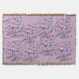 Elegant Stof Roze Botanisch Patroon Design Deken