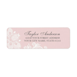 Elegant Stof Roze Kant Retouradreslabel Etiket