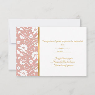 ELEGANT STOF ROZE WIT KANT AANGEPASTE RSVP KAARTJE