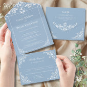 Elegant Stofblauw All-in-One Trouwjurk All In One Uitnodiging