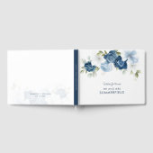 Elegant Stofblauw Bloem Bruiloft Gastenboek (Volledig)