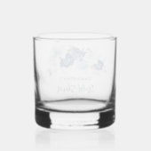Elegant Stofblauw Bloemenscript Bruids-Shower Whisky Glas (Achterkant)