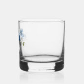 Elegant Stofblauw Bloemenscript Bruids-Shower Whisky Glas (Links)