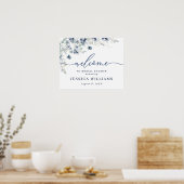 Elegant Stofblauw Boho Bruidsfeest Welkomstbord Poster (Keuken)