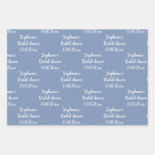 Elegant Stofblauw Bruid Bruidsfeest Inpakpapier Vel (Voorkant)