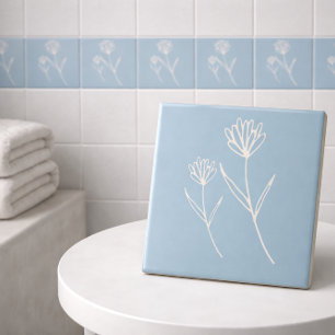 Elegant Stofblauw Eenvoudige Bloem Tegeltje