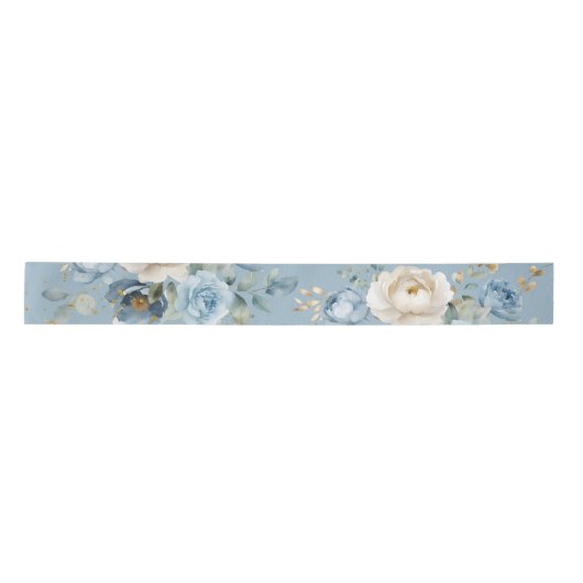 Elegant Stofblauw en Crème Roze Bruiloft  Lint (Voorkant)