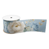 Elegant Stofblauw en Crème Roze Bruiloft  Lint (Spoel)