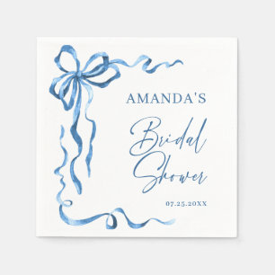 Elegant Stofblauw Handgetekende Boog Bruiloftsdouc Servet