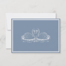 Elegant Stofblauw Klassiek Schrift Monogram Trouwe RSVP Kaartje