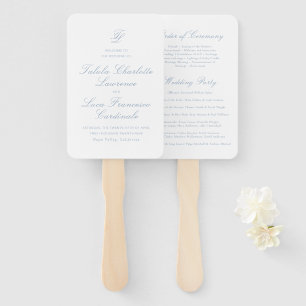 Elegant Stofblauw Traditioneel Trouwprogramma Handwaaier