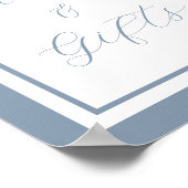 Elegant Stofblauwe Script Kaarten en Geschenken Bo Poster (Hoek)