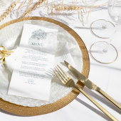 Elegant Stoffig Blauw Barok Bruiloft Menu