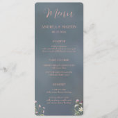 Elegant Stoffig Blauw Bloemen Bruiloft Menu (Voorkant)